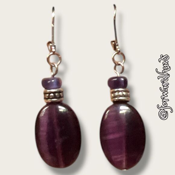 Deep Purple Shimmering Dangle Earrings - Picture 1 of 8